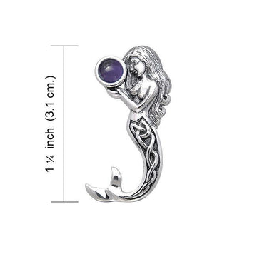 Gentle melody of the Celtic Mermaid Under the Sea ~ Sterling Silver Jewelry Pendant with Gemstone TPD080 - Jewelry